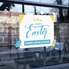 Closed for easter sign on glass