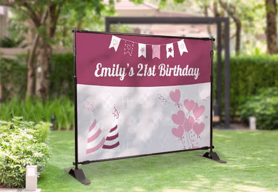 21st birthday banner idea in girly color scheme
