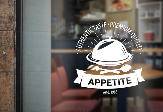 Appetite restaurant logo printed on the front window