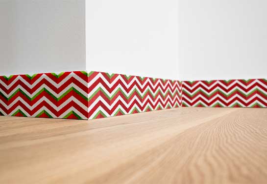 Christmas themed decorative baseboard office holiday decorating idea 