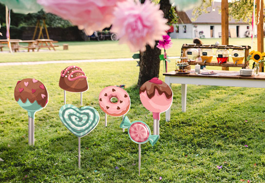 Candy shaped outdoor birthday party decoration