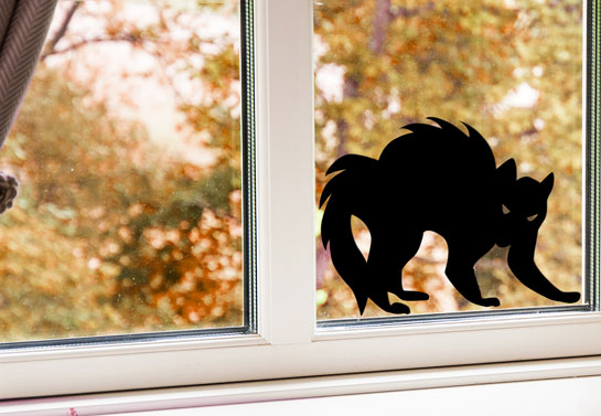 halloween window silhouettes cat