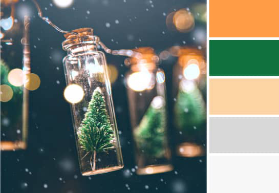 Trendy color palette for Christmas decorations 