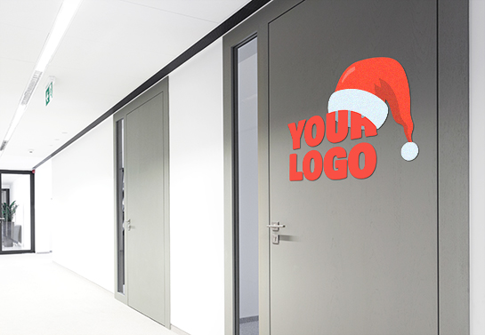 Logo sign idea on office door for Christmas