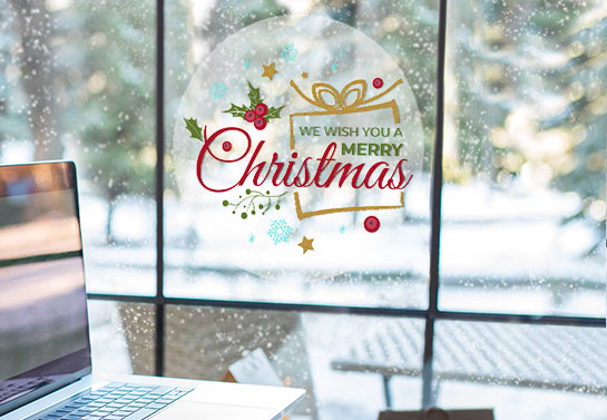 Cute decor to decorate an office window for Christmas