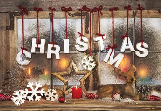 Christmas window cute decorating idea with wooden letters