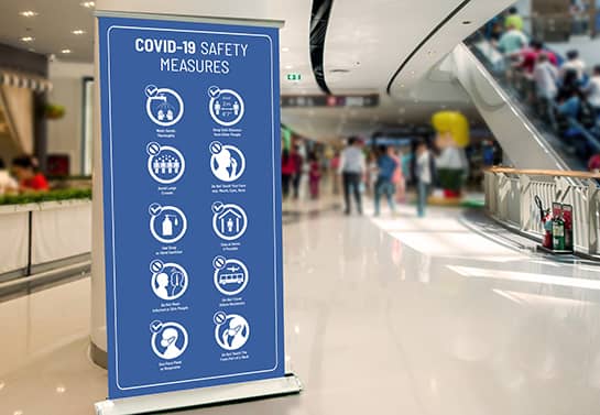 Covid-19 Safety Measures roll-up banner