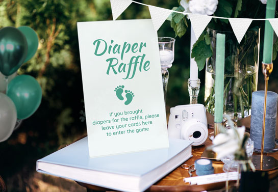 backyard baby shower idea for diaper raffle