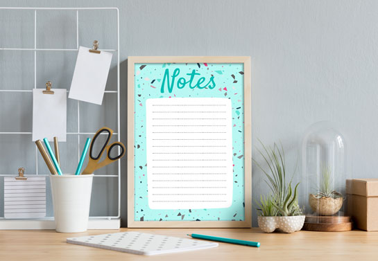 cool home office decor for notes