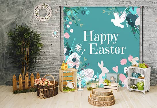 Easter-themed photo booth for home decorating