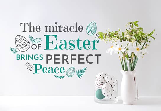 Easter wall decoration idea displaying a holiday themed quote