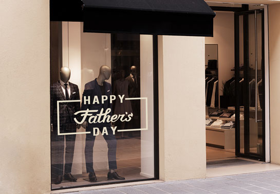 Happy Father's Day storefront window decoration