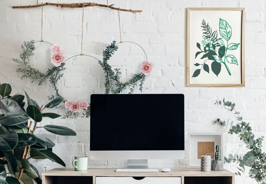 office wall art with floral decors