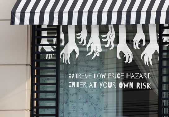 Halloween sale shop window lettering idea