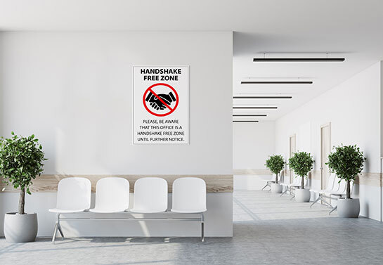 Handshake Free Zone workplace safety warning