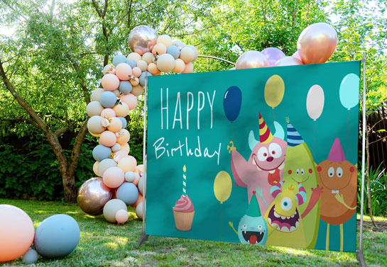 Backyard birthday party banner idea