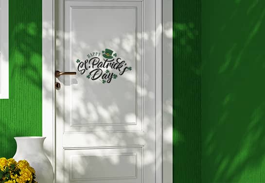 St. Patrick's Day door vinyl decoration idea