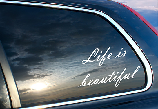 Life Is Beautiful car window decal idea