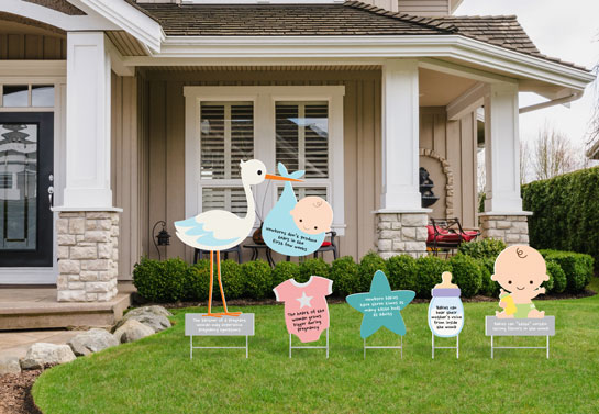 Cute outdoor baby shower decor with pregnancy facts