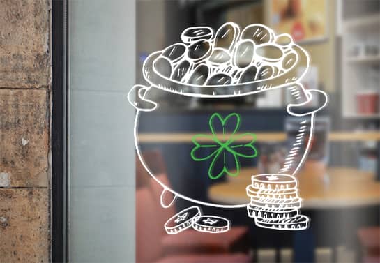 St. Patrick's Day painted window decoration idea