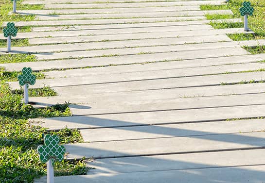 St. Patrick's Day yard decoration idea with shamrocks