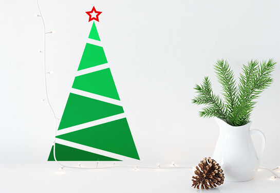 2D Christmas tree with geometrical shapes holiday wall decoration idea 