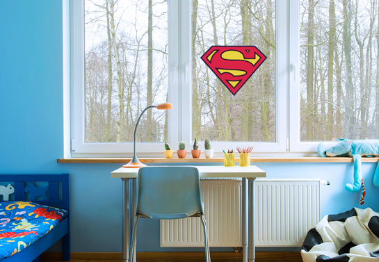 Superman symbol kid's room window decor