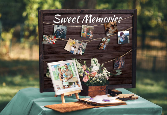 Sweet memories backyard birthday decoration idea 