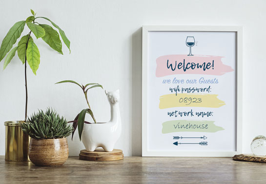 guest room idea to showcase the wifi password to the guests