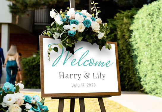 Welcome garden wedding board decor