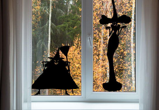 Halloween black witches window decor