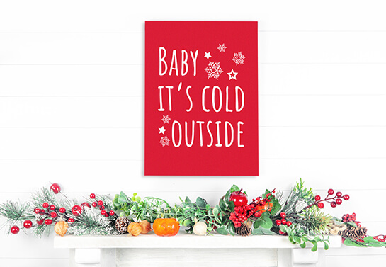 Baby it's cold outside wooden Christmas decoration ideas for office walls