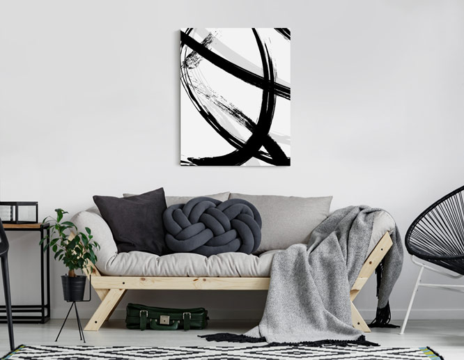 abstract modern wall art for living room with black and white patterns