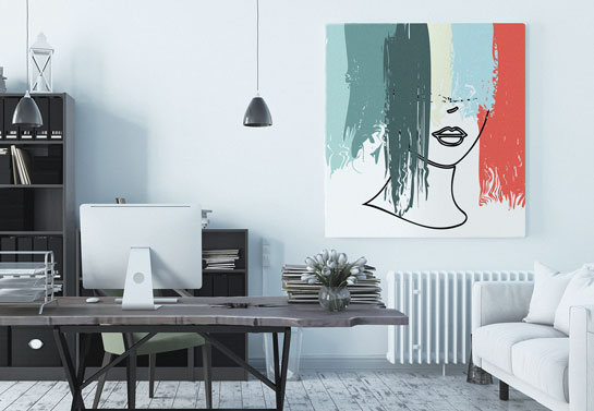abstract woman canvas print for traditional home office