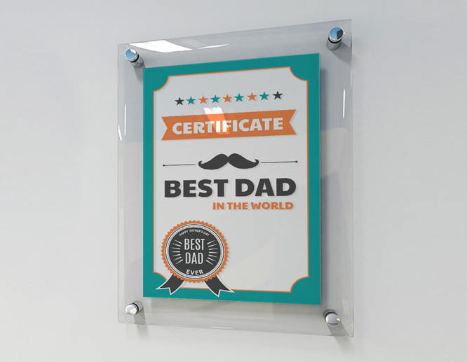 acrylic Father's Day gift idea for displaying Best Dad Certificate