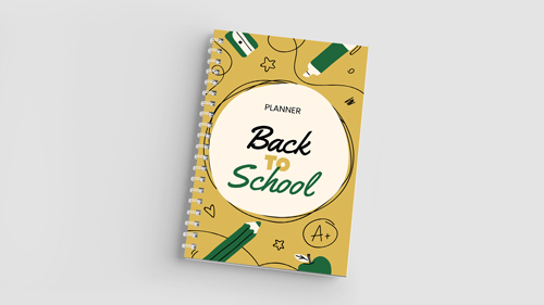A yellow and green custom made planner to welcome students back to school.