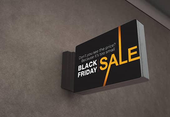 Translucent Black Friday sign stuck on the lightbox