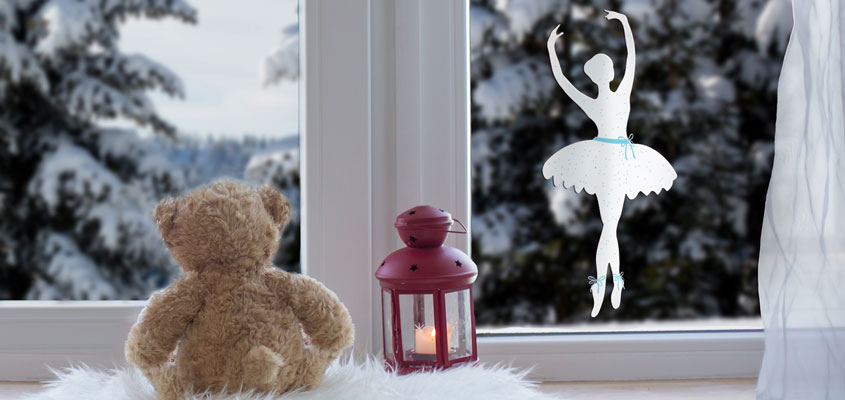 cute home window decorating idea for girls with a ballerina decal