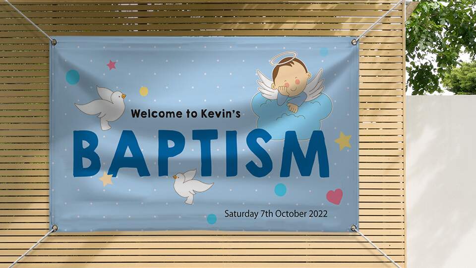 kevin's baptism party banner