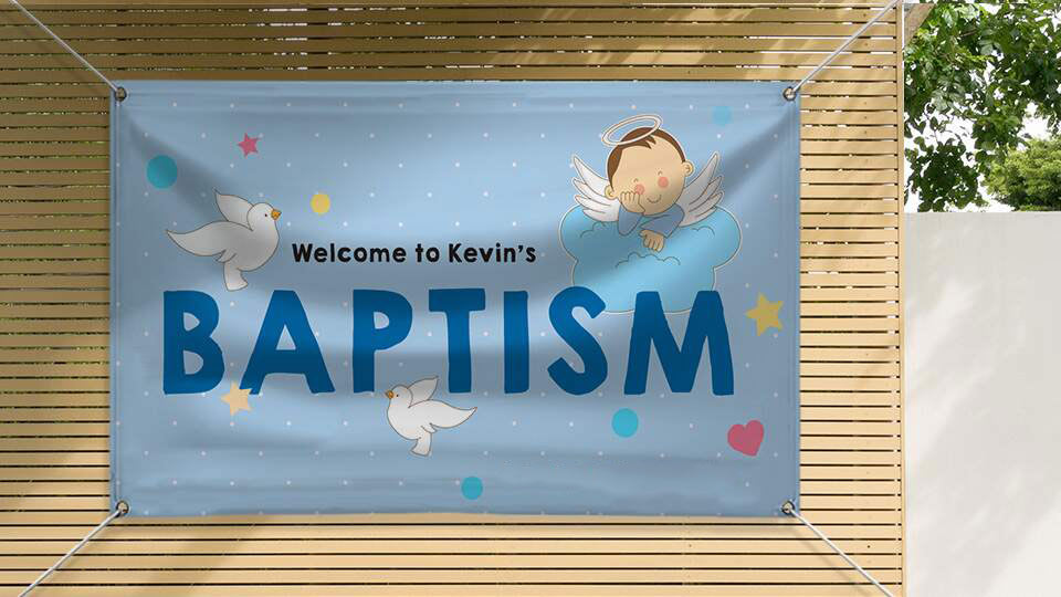 kevin's baptism party banner