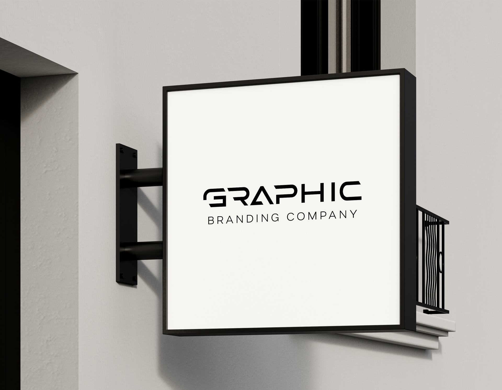 Graphic branding company business signage with a minimalistic design.