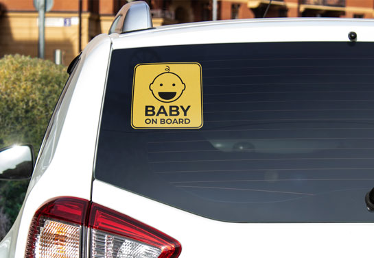 cute yellow back window decal for child notice
