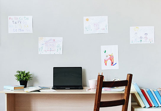 children's drawing decorating idea for home office guest room
