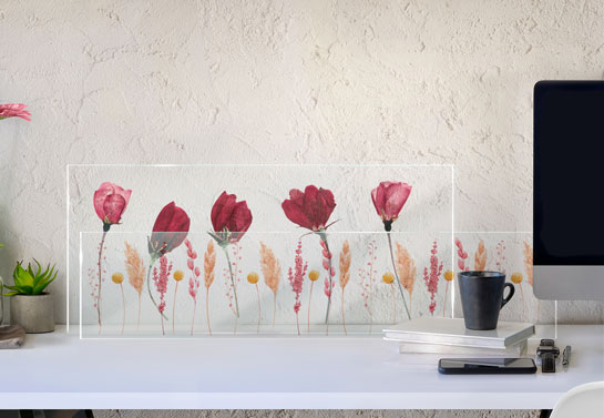 classy home office floral desk decor idea