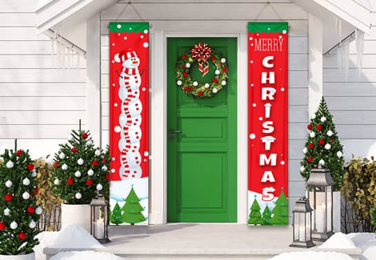 Outdoor Christmas party banners with funny and colorful graphics