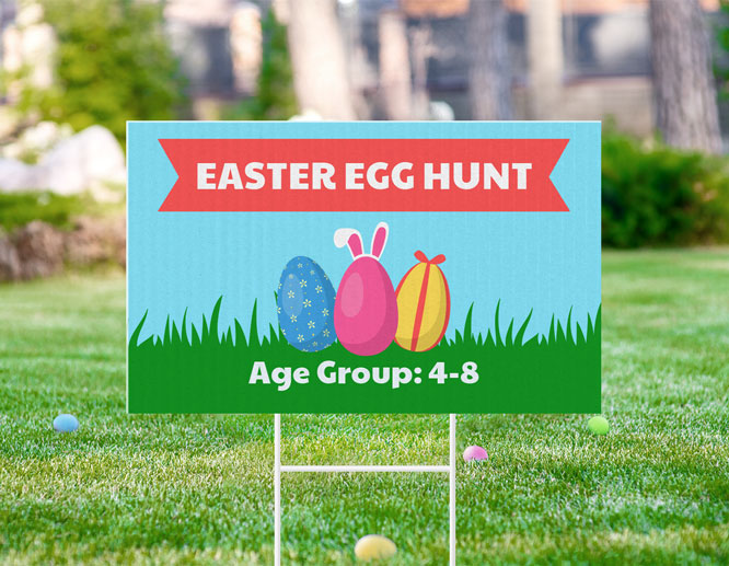 Colorful Easter decoration ideas for Easter egg hunt in the yard organized for kids