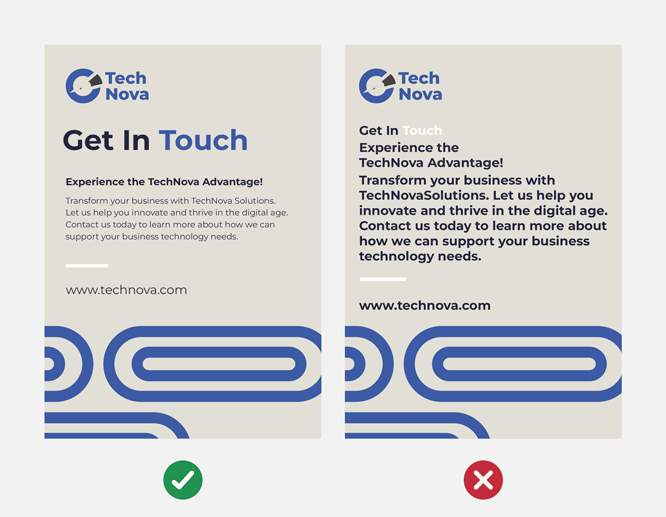 Two examples of signage with right and wrong messaging hierarchy