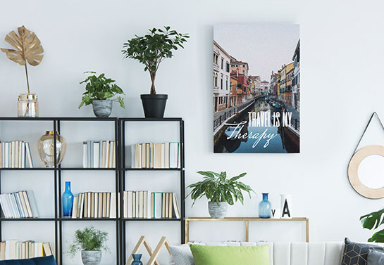 "Travel is Therapy" cool canvas idea for library wall decorating