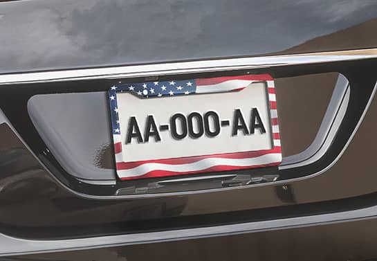 patriotic-themed magnetic car license plate as a Veterans Day gift