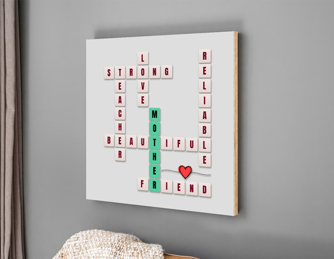 Unique funny Mother's Day sign with a crossword illustration